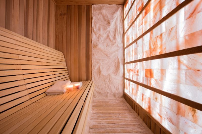 Tampa Bay Salt Room with wood bench