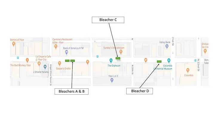 Ybor City Knight Parade Gasparilla Night Parade Bleacher Seating Map 2023