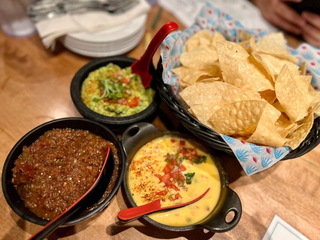 Chips and Salsa Queso and Quacomole at Jotoro Tampa 