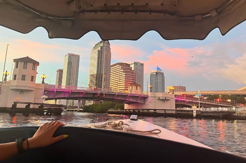 Sunset on the water near Tampa Riverwalk -