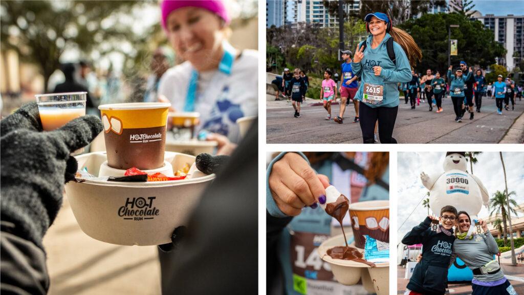 a collage of Hot Chocolate Run Tampa Post-Race Sweets