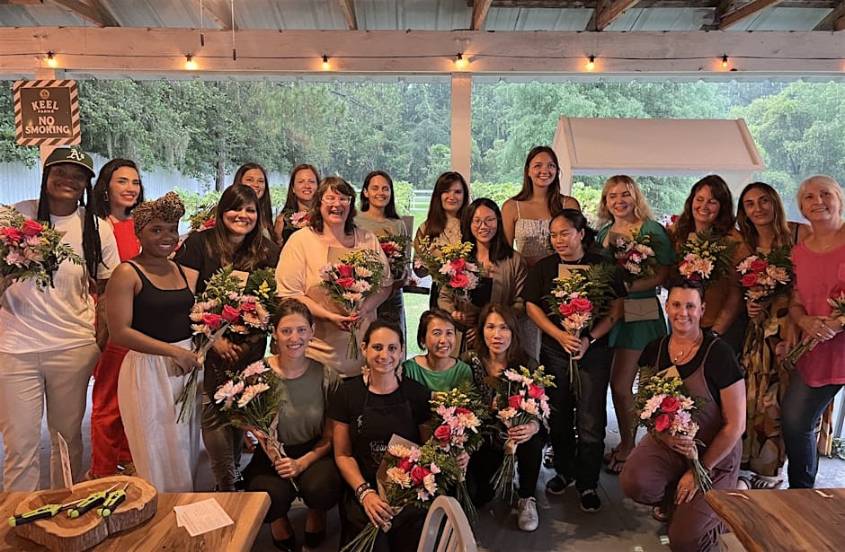 Galentine's Event Near Tampa Bay Vines and Valentines Bouquet Class at Keel Farms