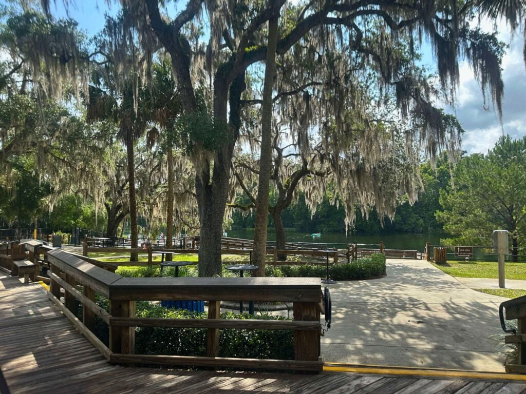 Boardwalk and walkway along the river at KP Hole Park in Florida