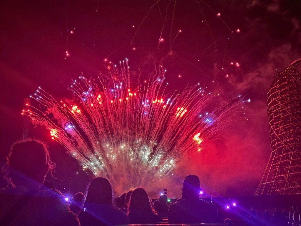 Busch Gardens Summer Nights Fireworks Spectacular near roller coaster