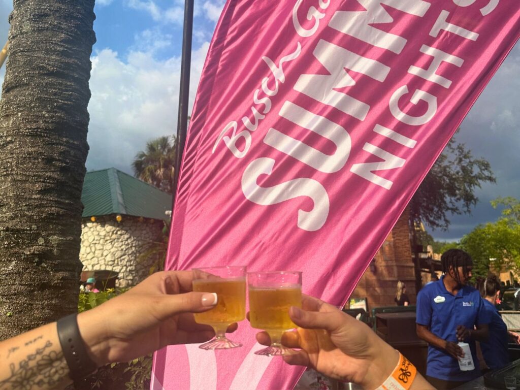 cheers with beer samples at busch gardens tampa bay
