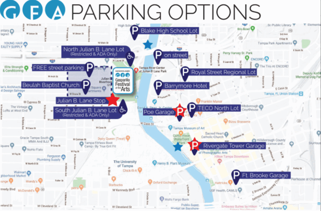 Gasparilla Festival of the Arts parking map