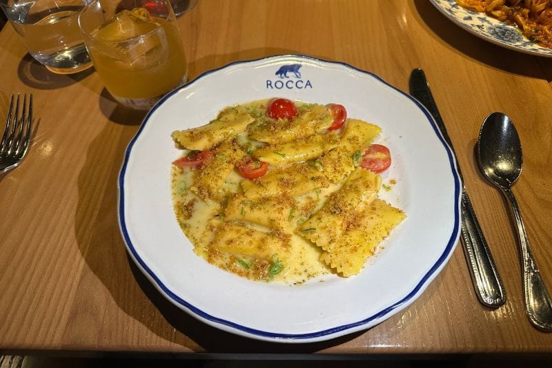 Agnolotti pasta from Rocca, a Michelin Star restaurant in Tamp, FL.