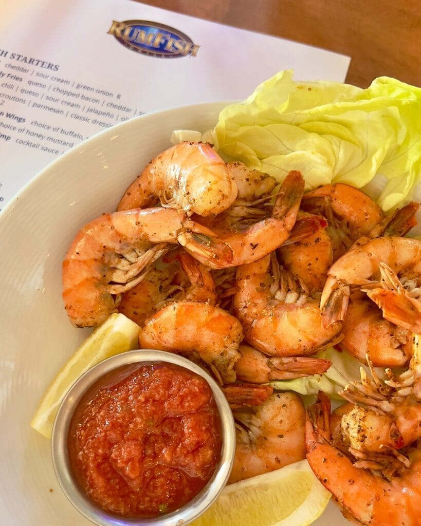 Shrimp from RumFish Grill inside the Tampa International Airport