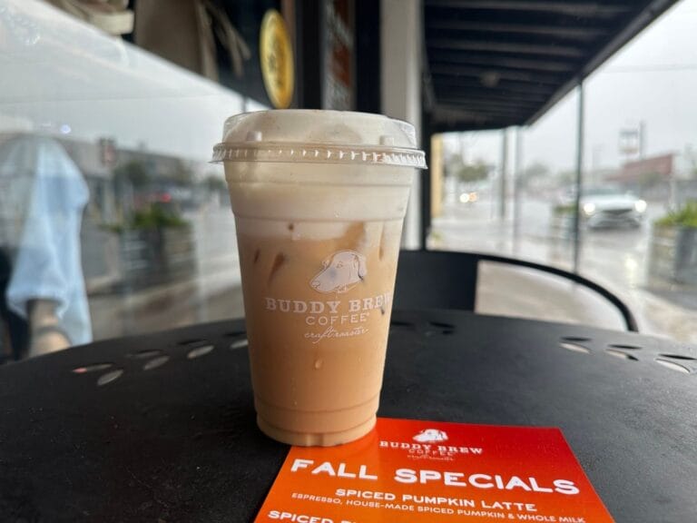 Cinnamon Roll Latte from Buddy Brew's 2025 fall drink menu