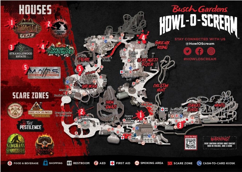 The 2025 Howl-O-Scream Map from Busch Gardens Tampa Bay