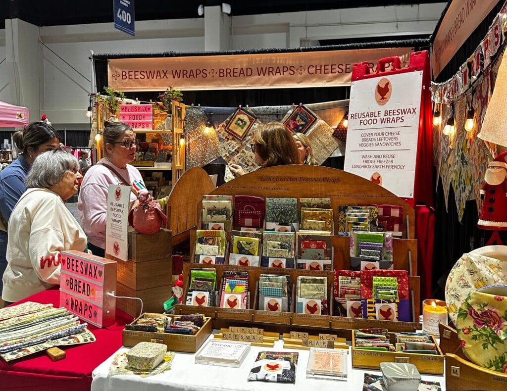Little Red Hen beeswax wraps at the holiday gift market