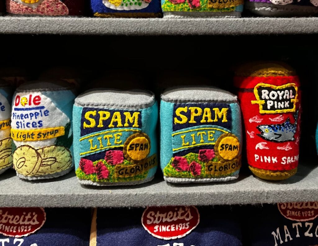 The details of the SPAM Light created by Lucy Sparrow in her exhibit at FloridaRAMA