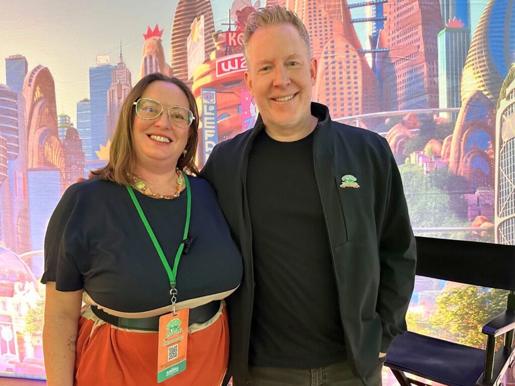 Dani Meyering talks with Jared Bush about Zootopia Better Zoogether at Animal Kingdom - image from Dani Meyering