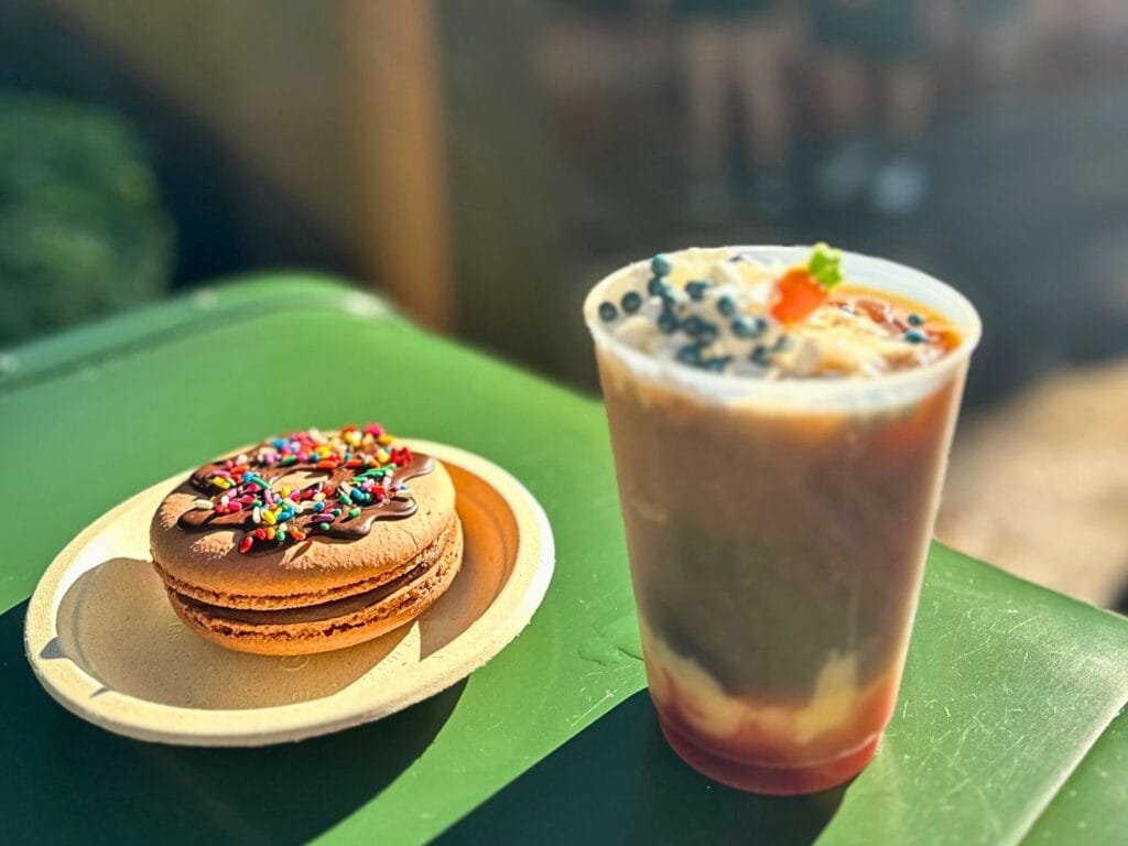 Zootopia Better Zoogether at Animal Kingdom Clawhauser Macaron and Judy Hopps Cold Brew - image by Dani Meyering