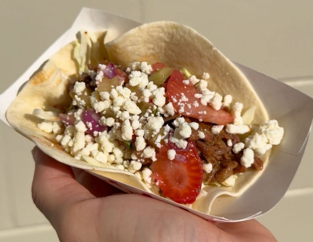The Strawberry Brisket Taco at the Florida Strawberry Festival was a perfect salty and sweet experience