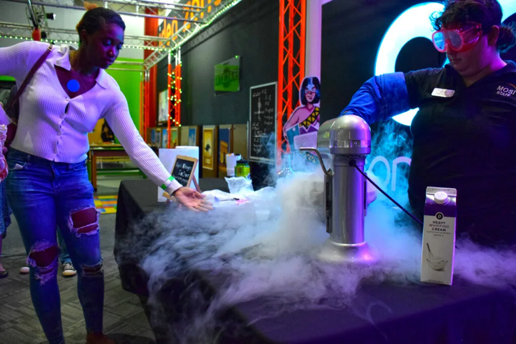 liquid nitrogen ice cream at MOSI Science After Dark